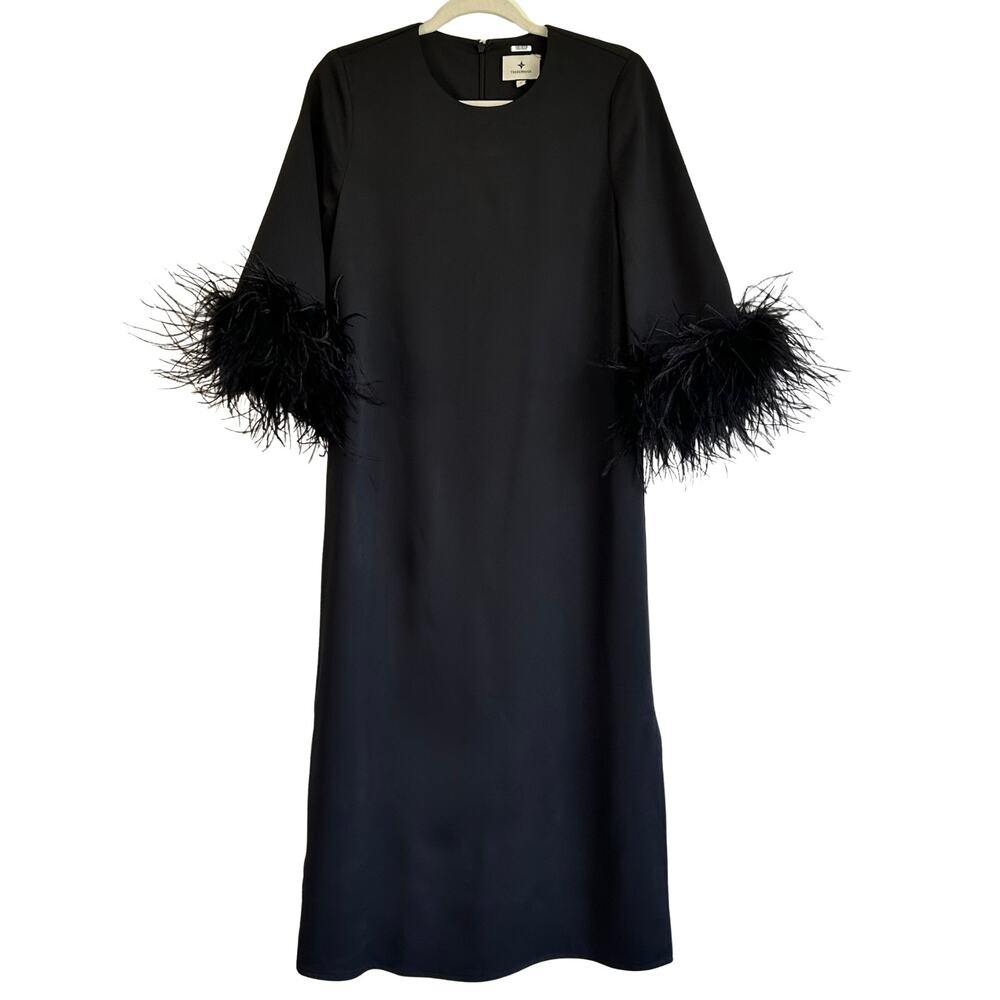 Tuckernuck Black Feather Jamie Dress Ostrich Feather Cuffs Size S - Picture 2 of 16